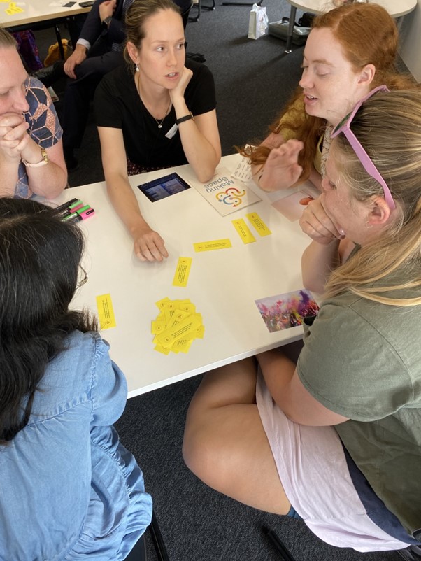 Teachers around a table planning