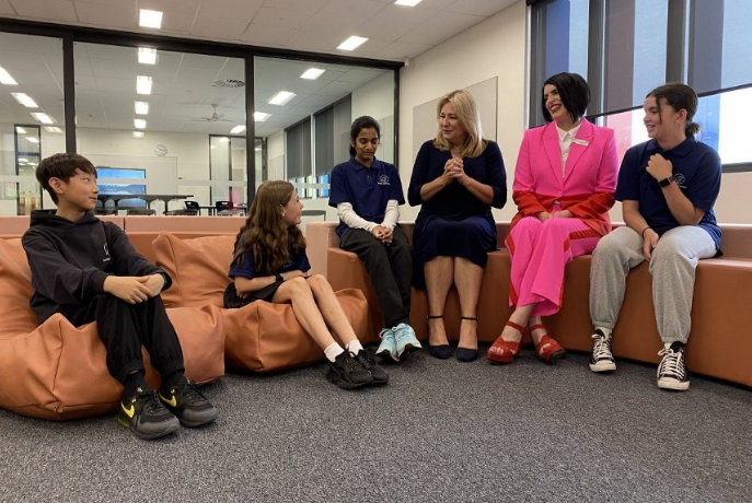 Principal and Education Minister with ESS Learners